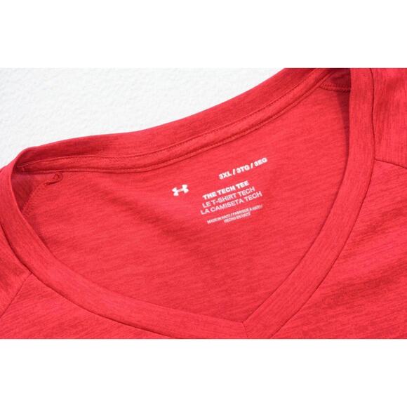 Under Armour Gym Shirt The Tech Tee Marled Red Athletic Mens Size 3XL - Picture 6 of 7